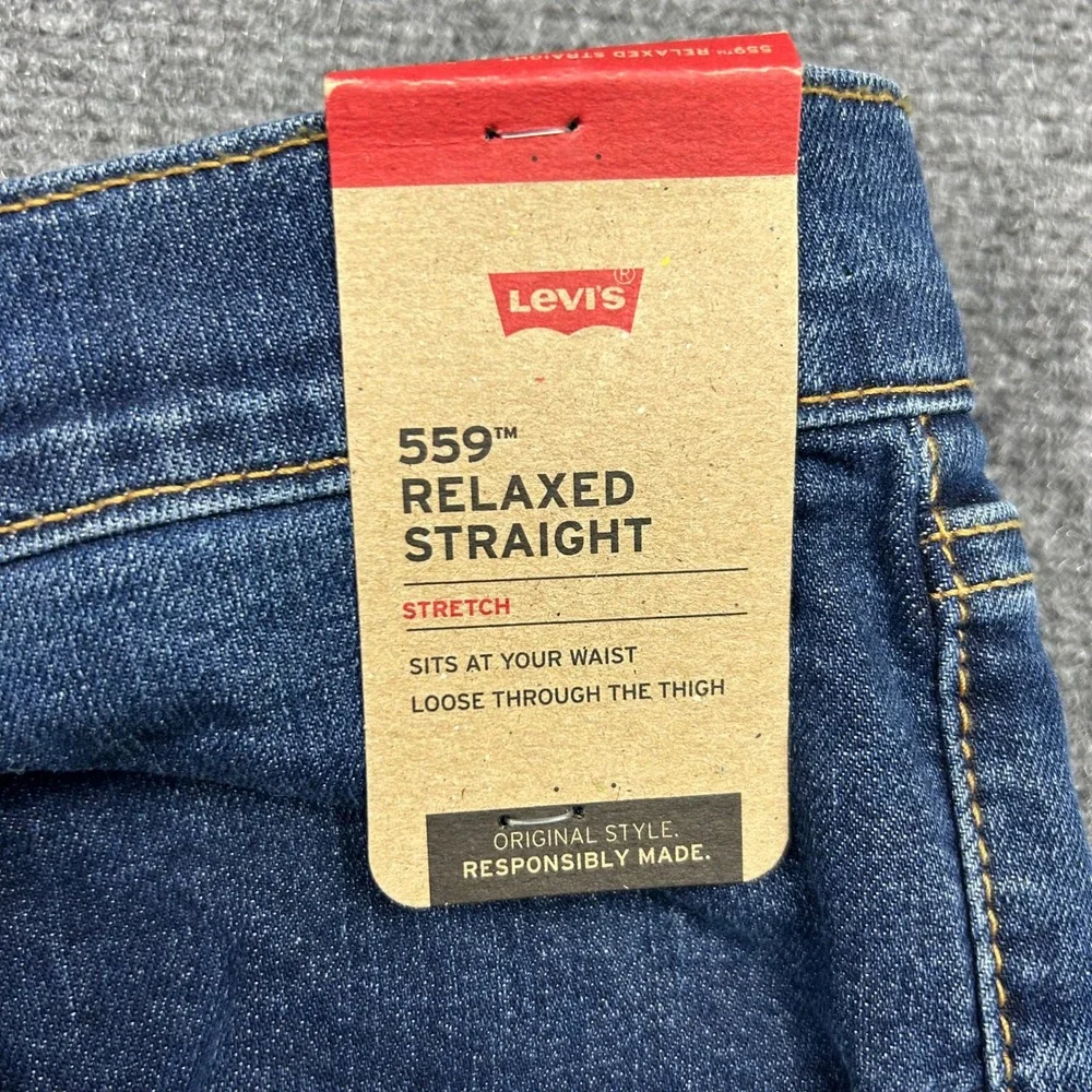 Levi's 559 Relaxed Straight Jeans Men 50x34 Dark Wash Stretch Blue Denim Pants